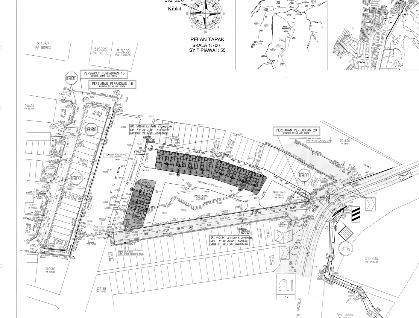 Arena Perpaduan Utama master site plan, 22 units across 2 rows